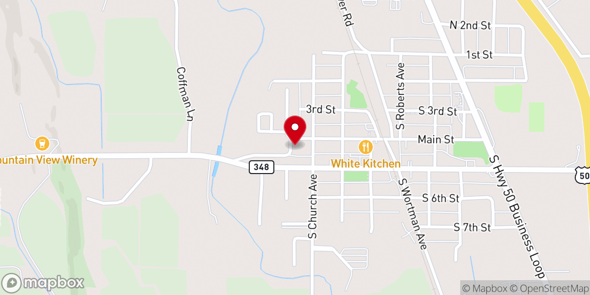 Map showing location of Bible Baptist Church