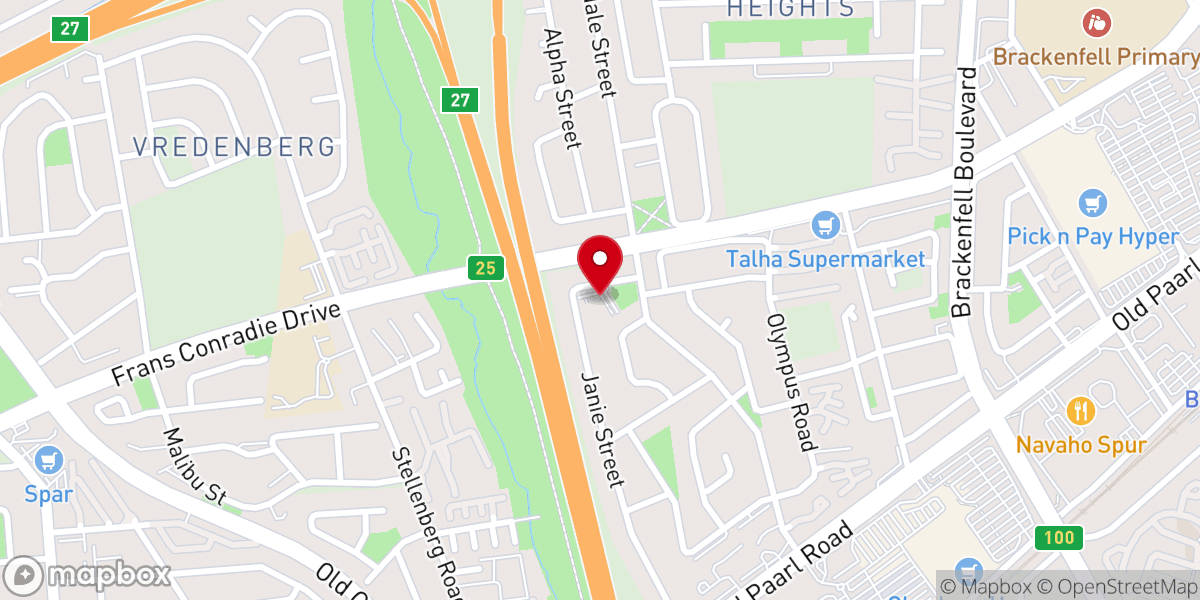 Map showing location of Nederduits Gereformeerde Kerk @ Brackenfell-Wes
