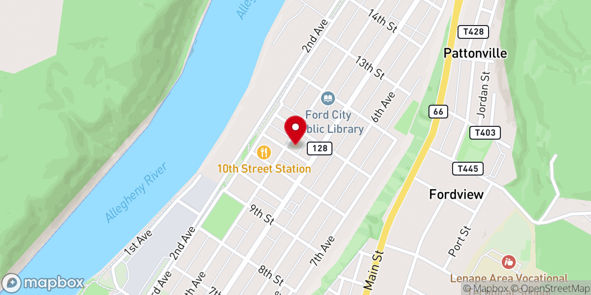 Map showing location of Ford Memorial United Methodist Church