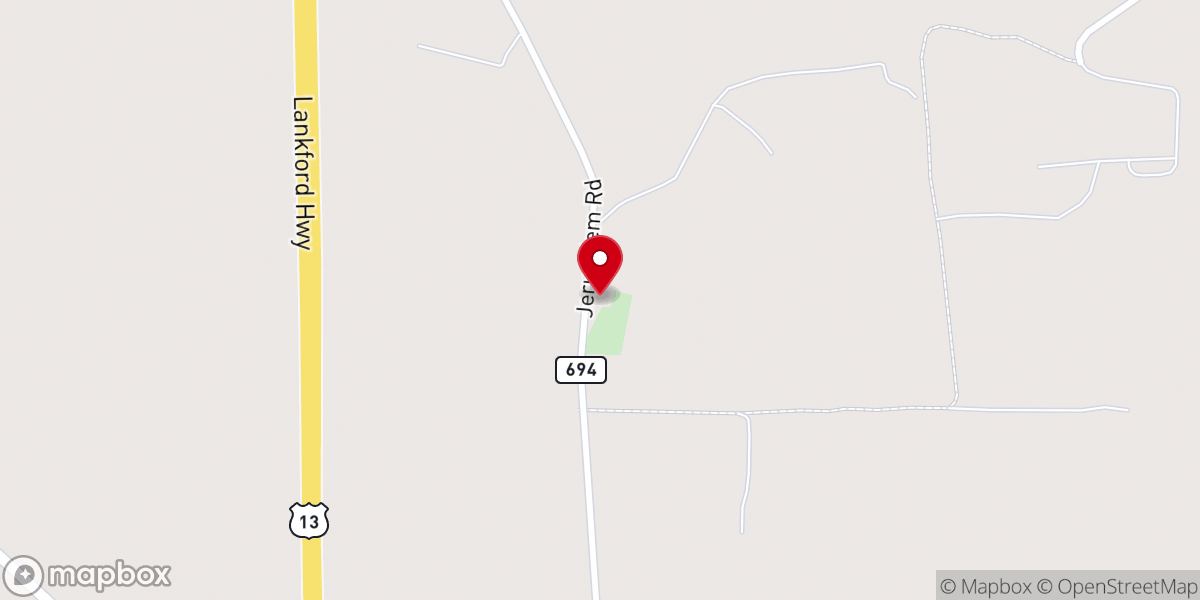 Map showing location of Jerusalem Baptist Church