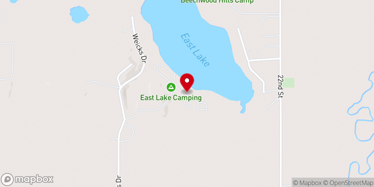 Map showing location of East Lake Camping