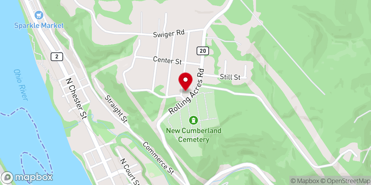 Map showing location of New Cumberland Heights church of Christ