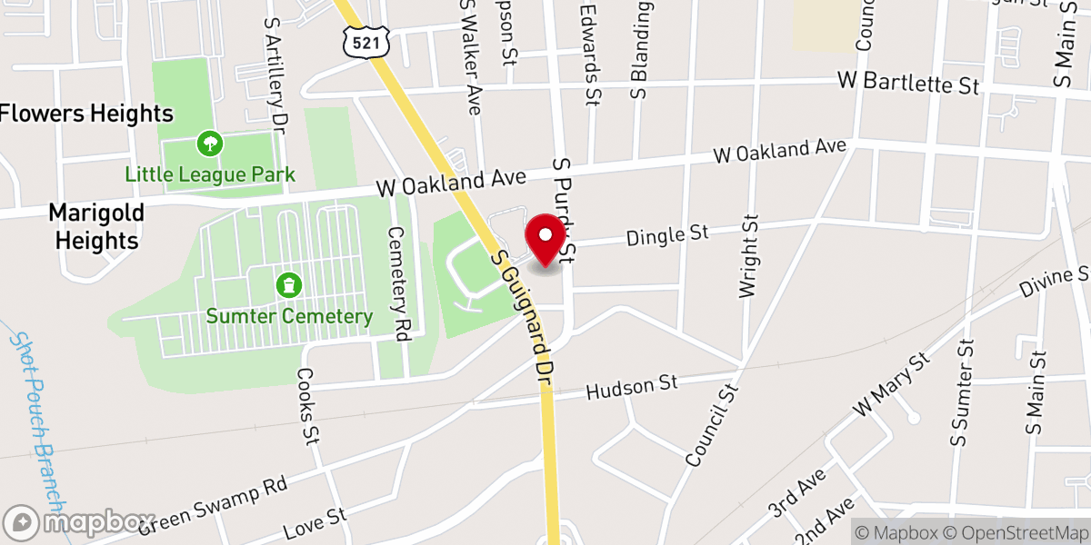 Map showing location of New Bethel Missionary Baptist Church