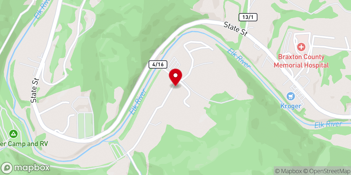 Map showing location of Central WV Outreach Center