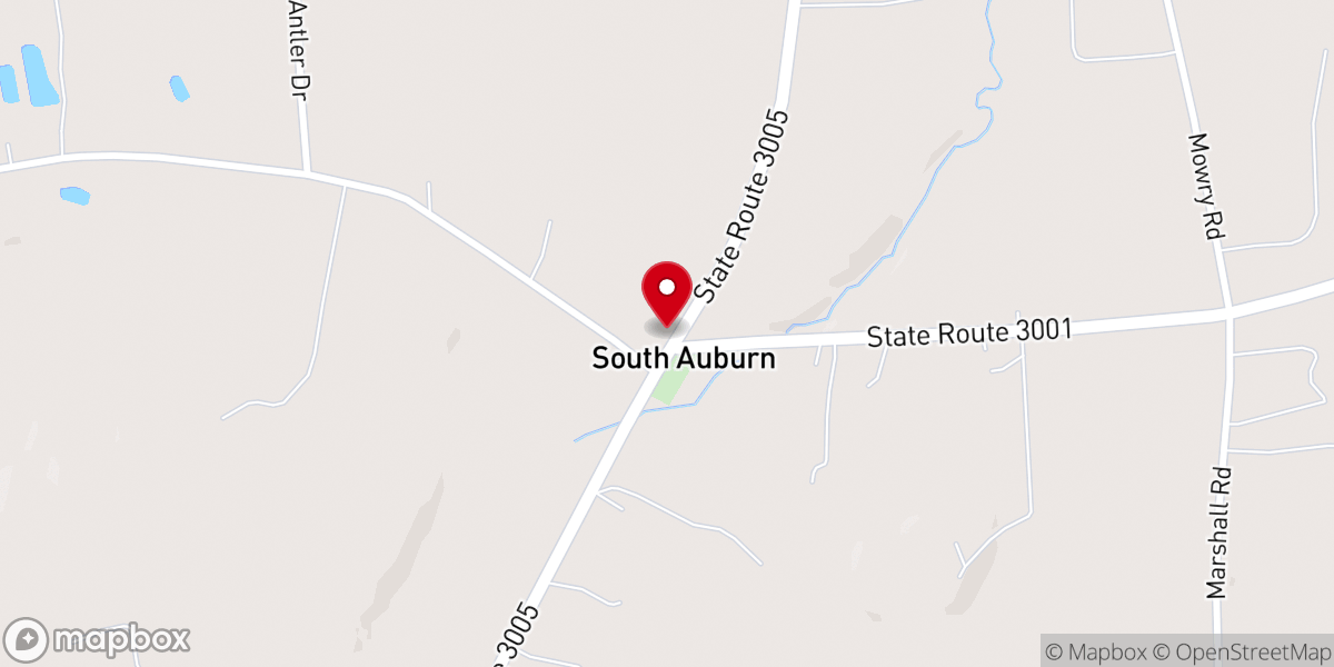 Map showing location of South Auburn United Methodist Church