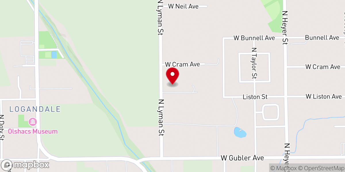 Map showing location of Logandale Church