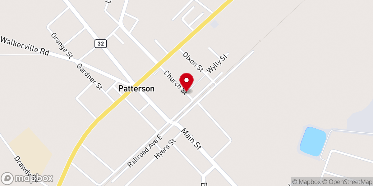 Map showing location of Patterson United Methodist Church