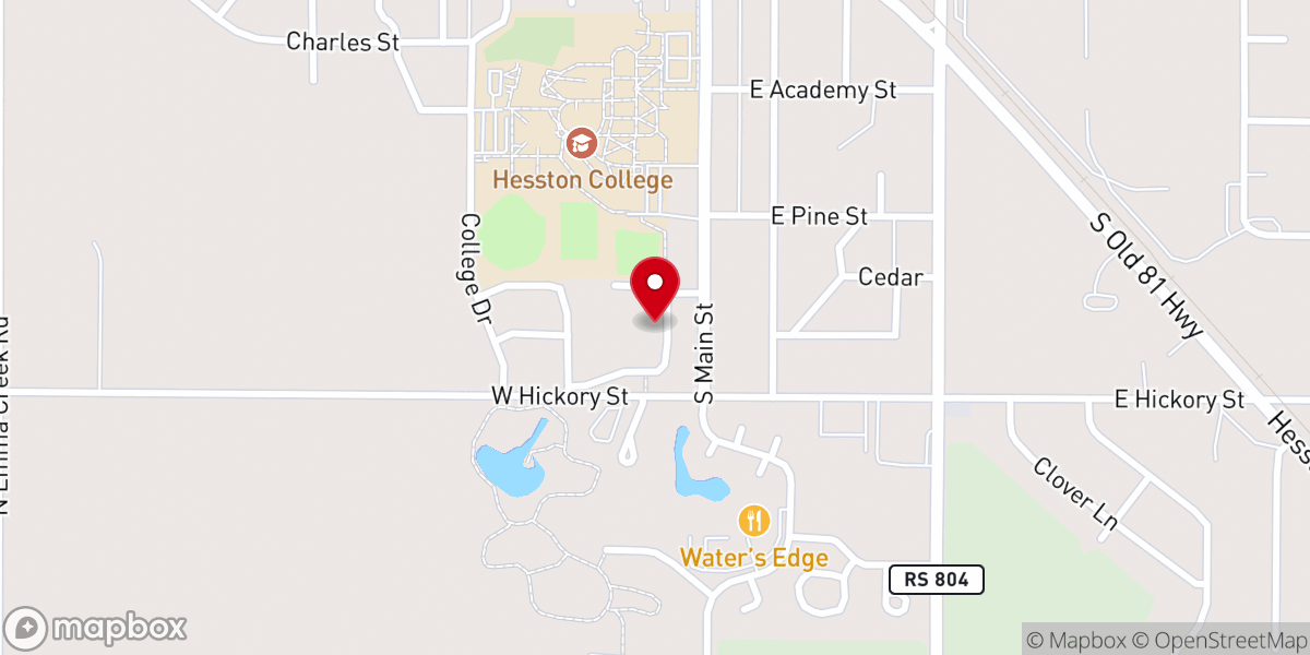Map showing location of Hesston Community Child Care Association