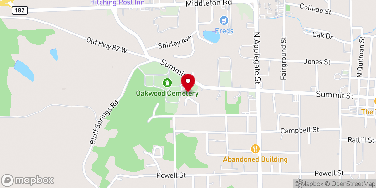Map showing location of Dumas Chapel United Methodist Church