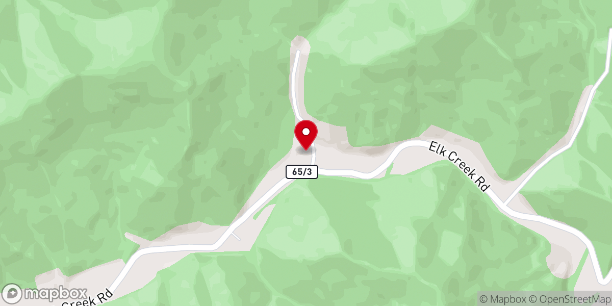 Map showing location of Elk Creek Freewill Baptist