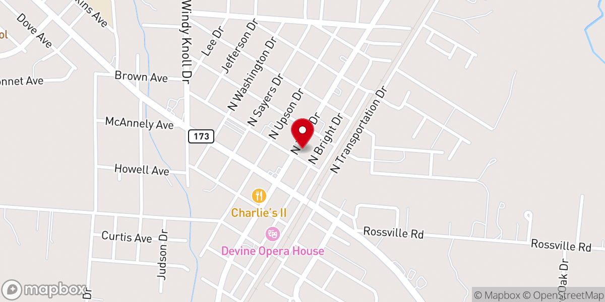 Map showing location of Bethel Assembly of God