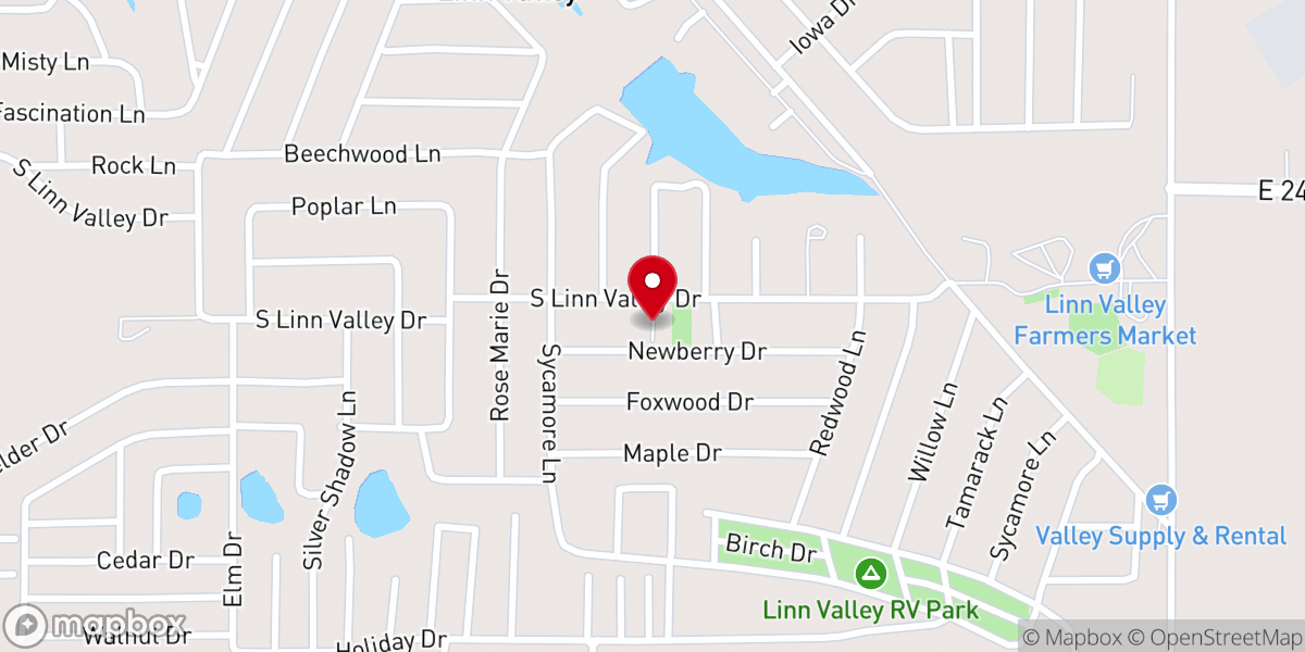 Map showing location of Linn Valley Community Church