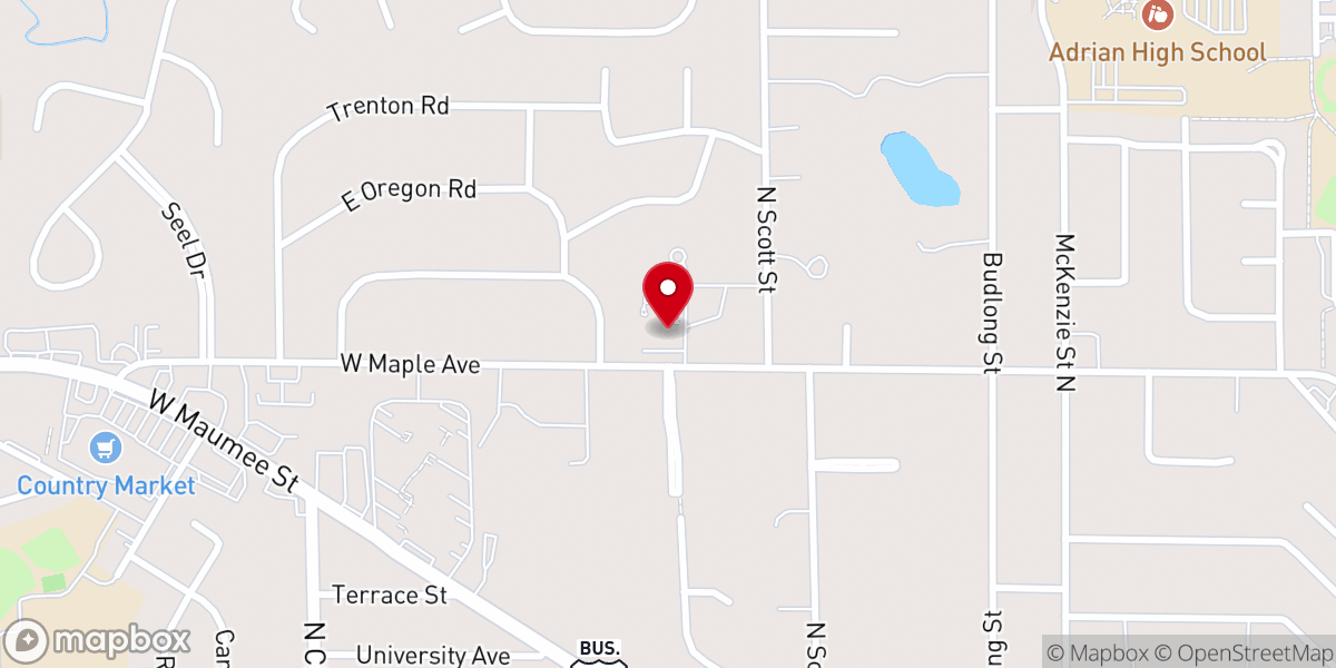 Map showing location of Trenton Hills United Brethren Church