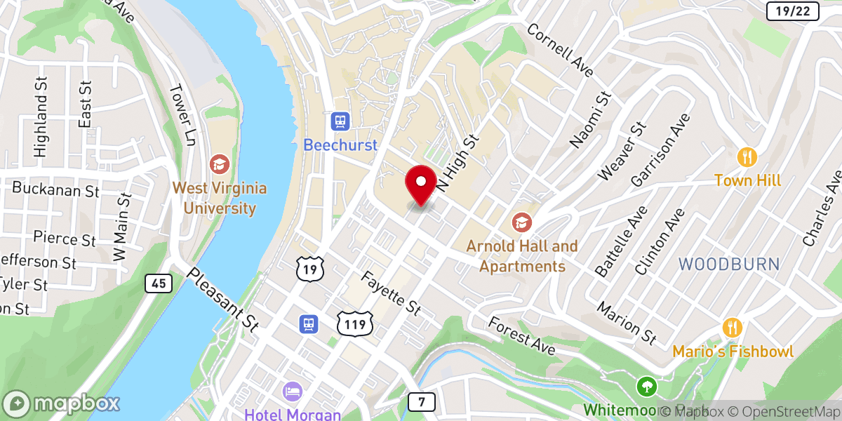 Map showing location of Wesley United Methodist Church