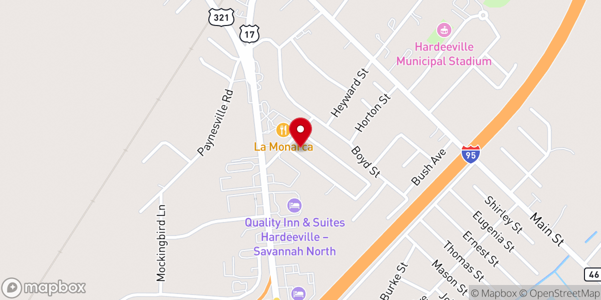 Map showing location of Hardeeville Church of Christ