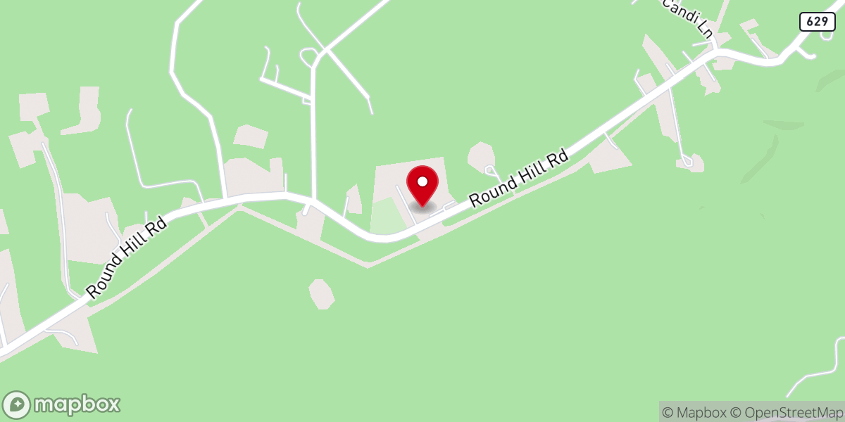 Map showing location of Round Hill Baptist Church