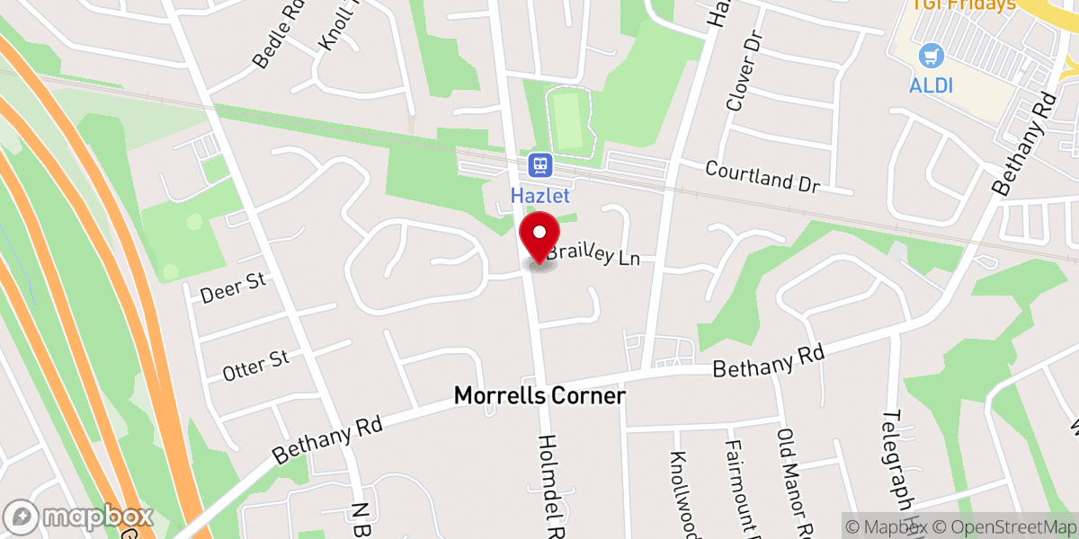 Map showing location of Hazlet Bible Church