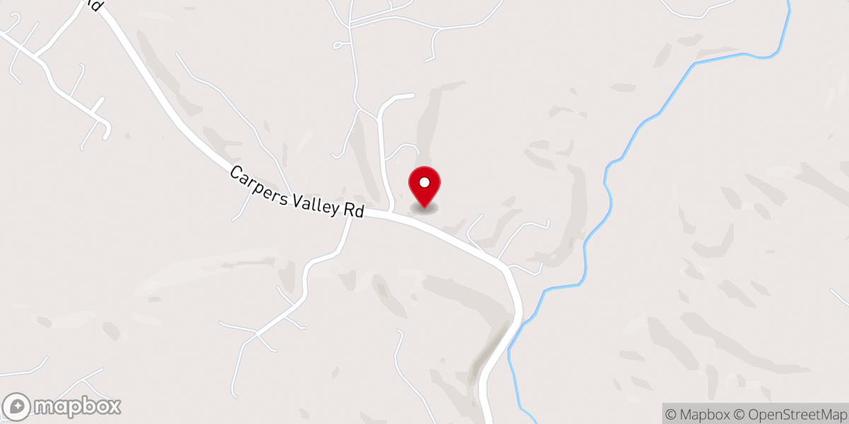Map showing location of Carpers Valley Church