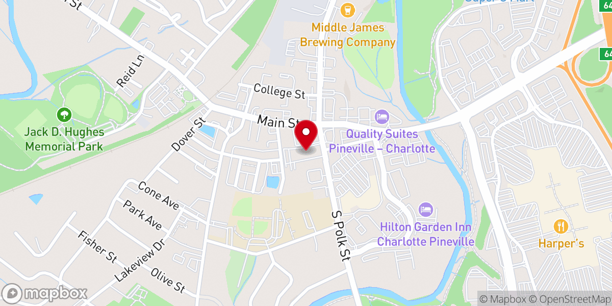Map showing location of Pineville United Methodist Church