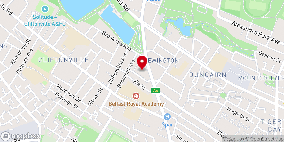 Map showing location of North Belfast Christian Fellowship