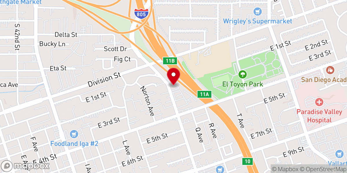 Map showing location of Christian Center of National City