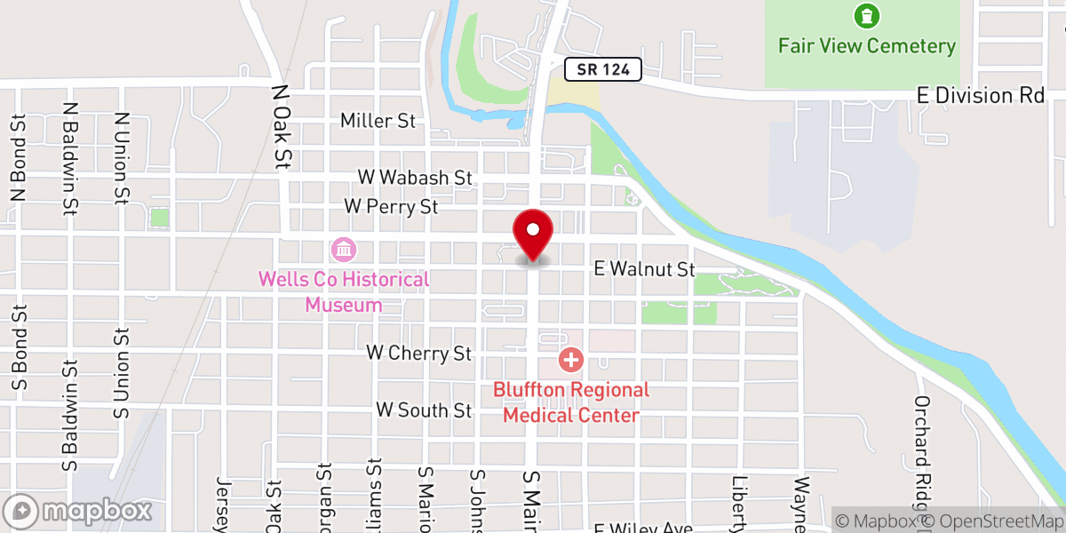 Map showing location of Poneto United Methodist Church - Food Distribution Center