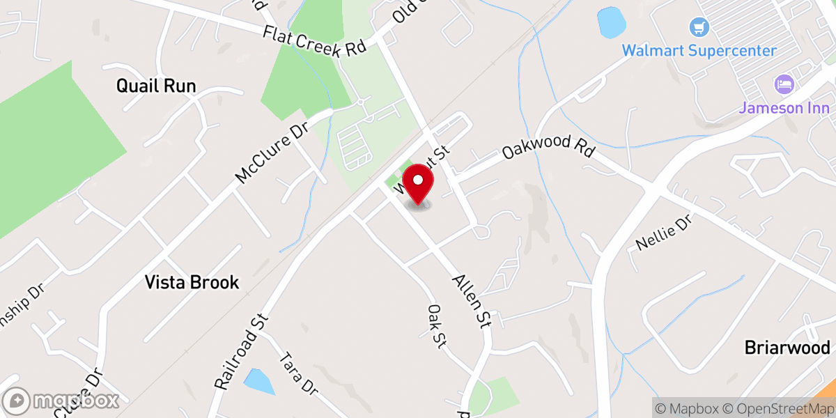 Map showing location of United Methodist Church of Oakwood