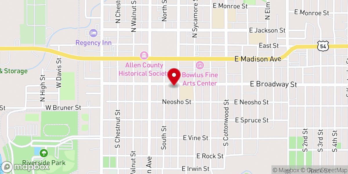 Map showing location of St John's Catholic Church