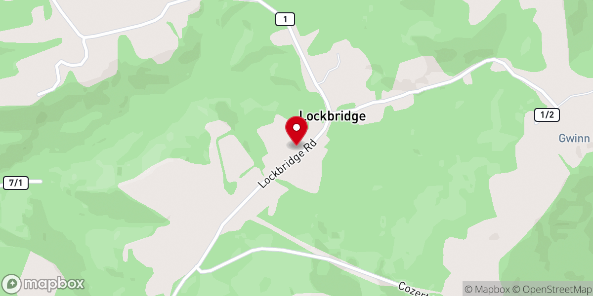 Map showing location of Lockbridge United Methodist Church