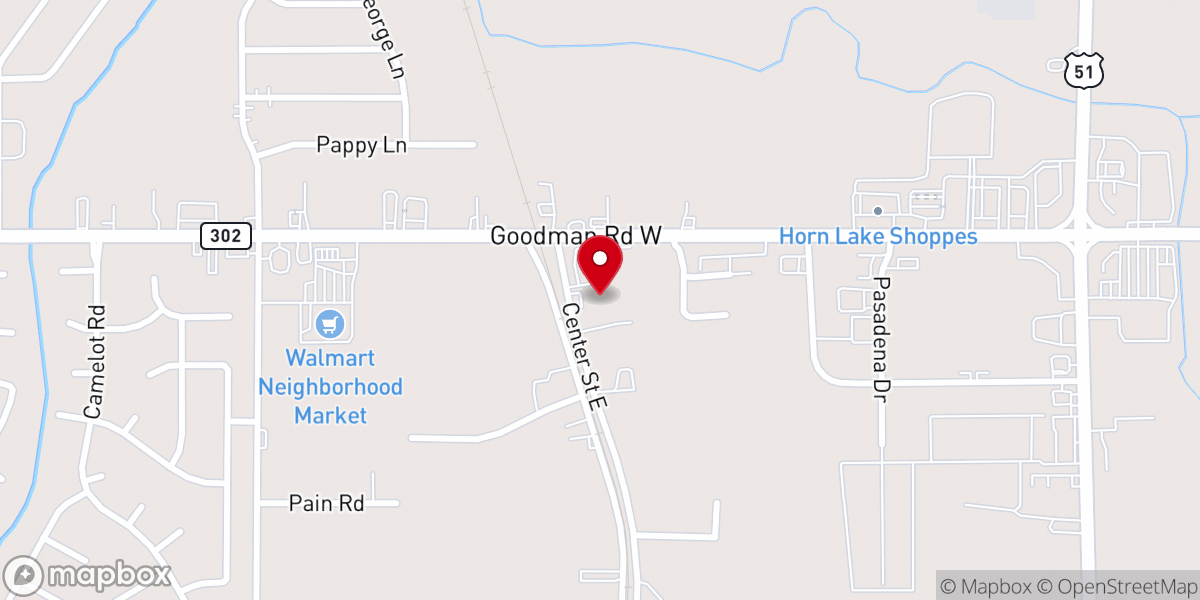 Map showing location of Horn Lake United Methodist Church