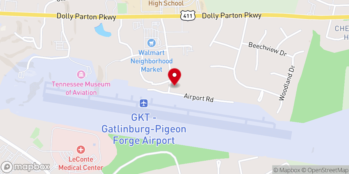 Map showing location of The Hangar at Pathways Church