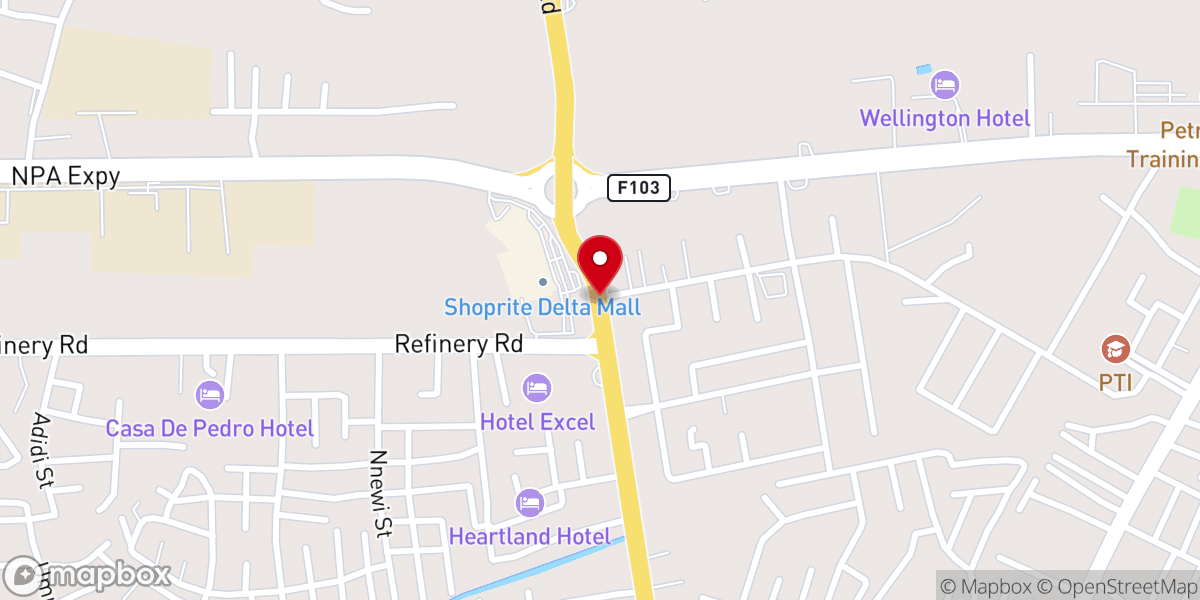 Map showing location of Blessed tansi catholic church warri airport road