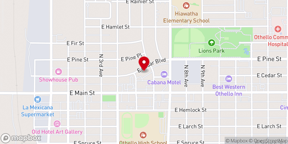 Map showing location of Othello Foursquare Church