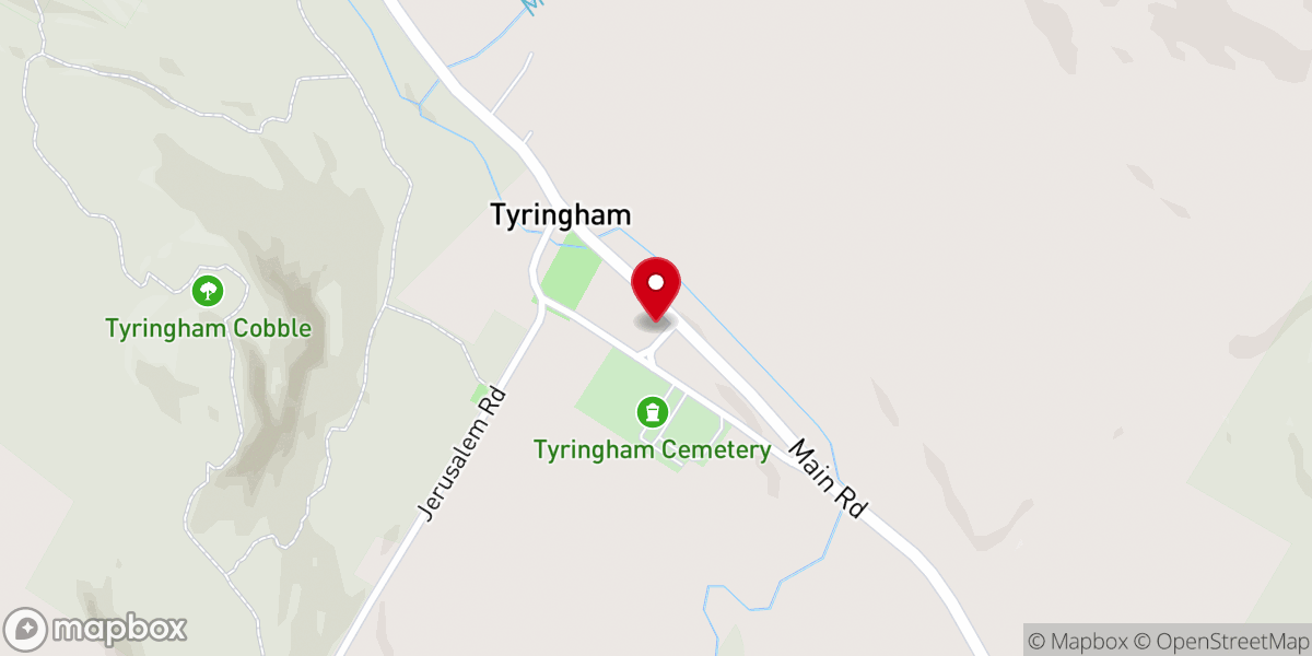 Map showing location of Tyringham Union Church