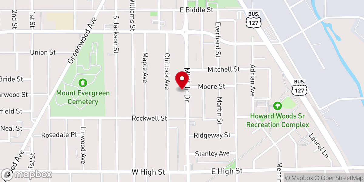Map showing location of New Maccedonia Baptist Church