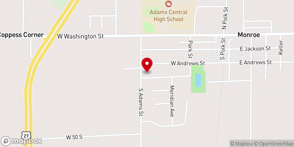 Map showing location of Monroe United Brethren Church