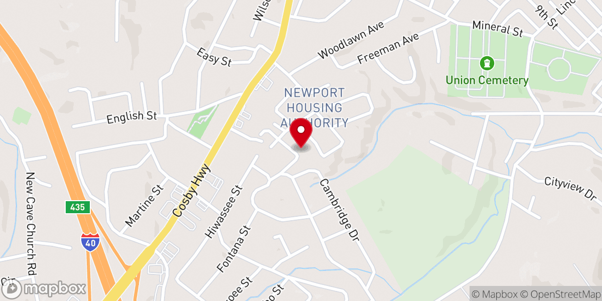 Map showing location of South Side Baptist Church