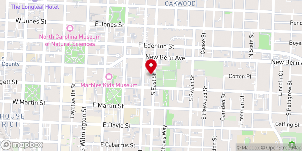 Map showing location of Redeemer Anglican Church of Raleigh