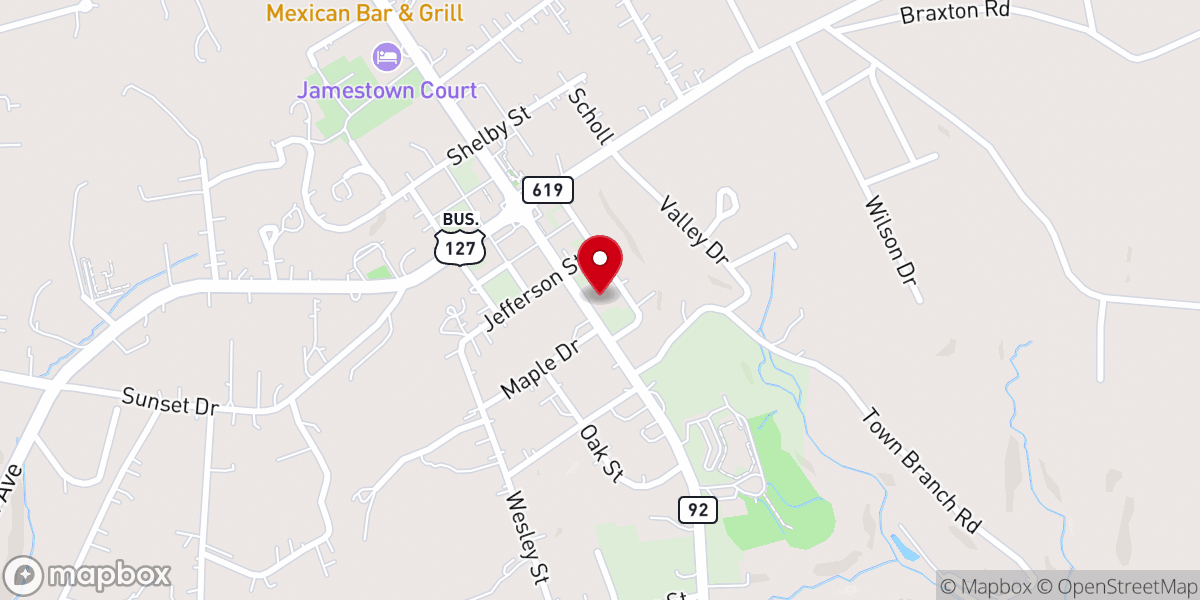 Map showing location of Jamestown Nazarene Church