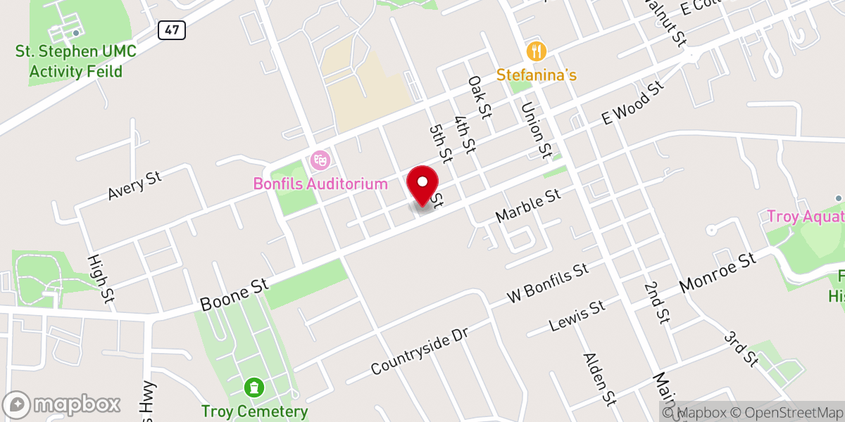 Map showing location of EPiC Church, formerly Troy Presbyterian Church