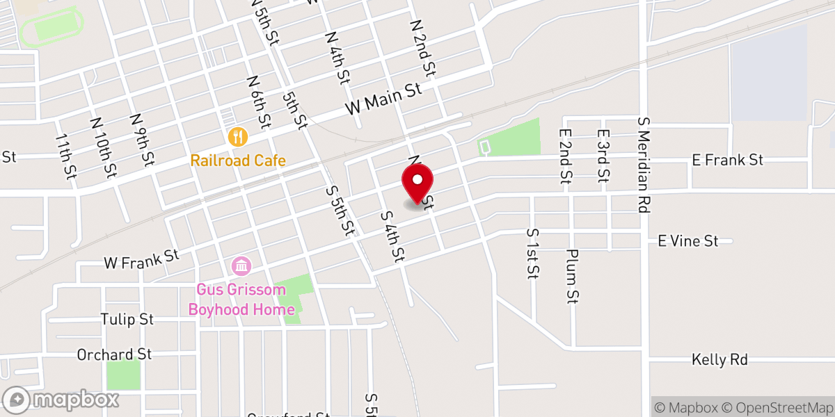 Map showing location of Church of the Nazarene