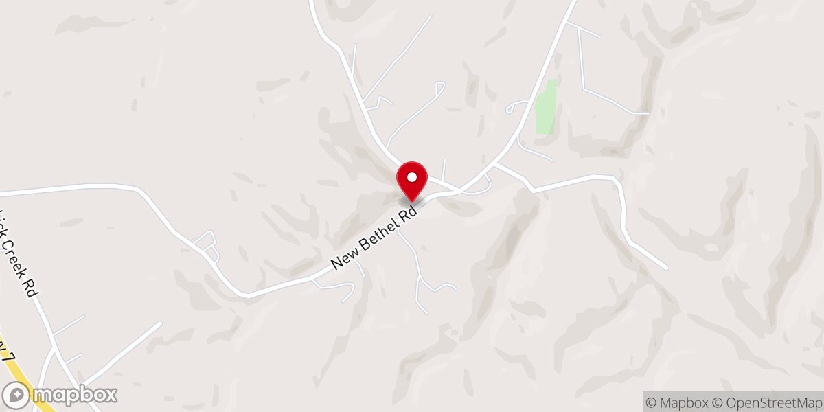 Map showing location of New Bethel Church of Christ