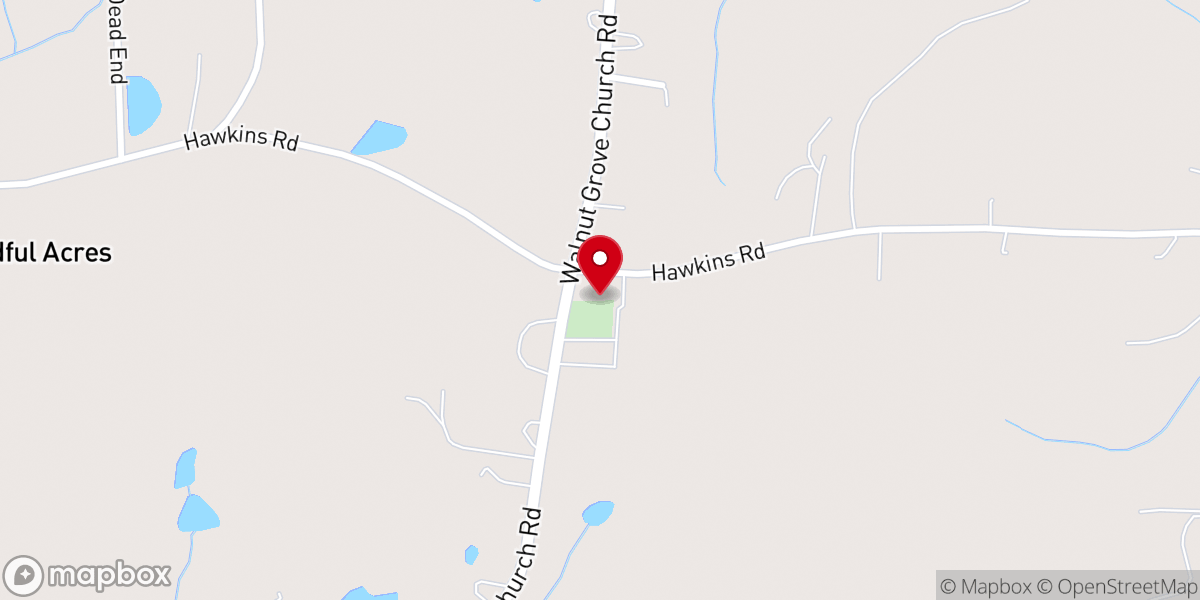 Map showing location of Walnut Grove Church