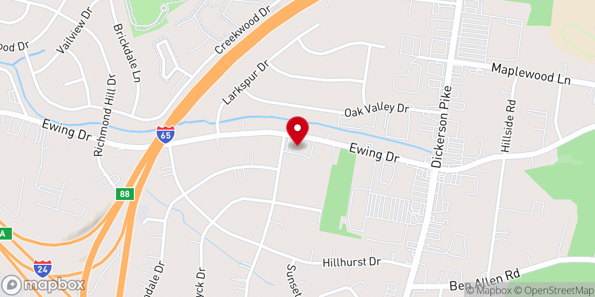 Map showing location of Hillhurst Baptist Church