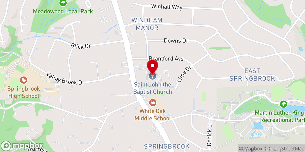 Map showing location of Saint John the Baptist Church