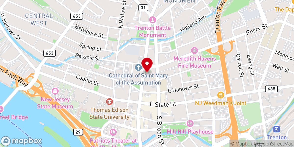 Map showing location of St Michael's Episcopal Church, Trenton NJ