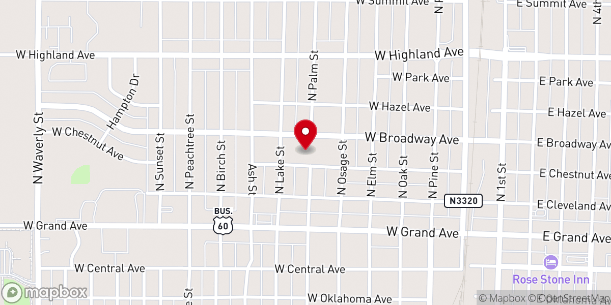 Map showing location of Ponca City Church