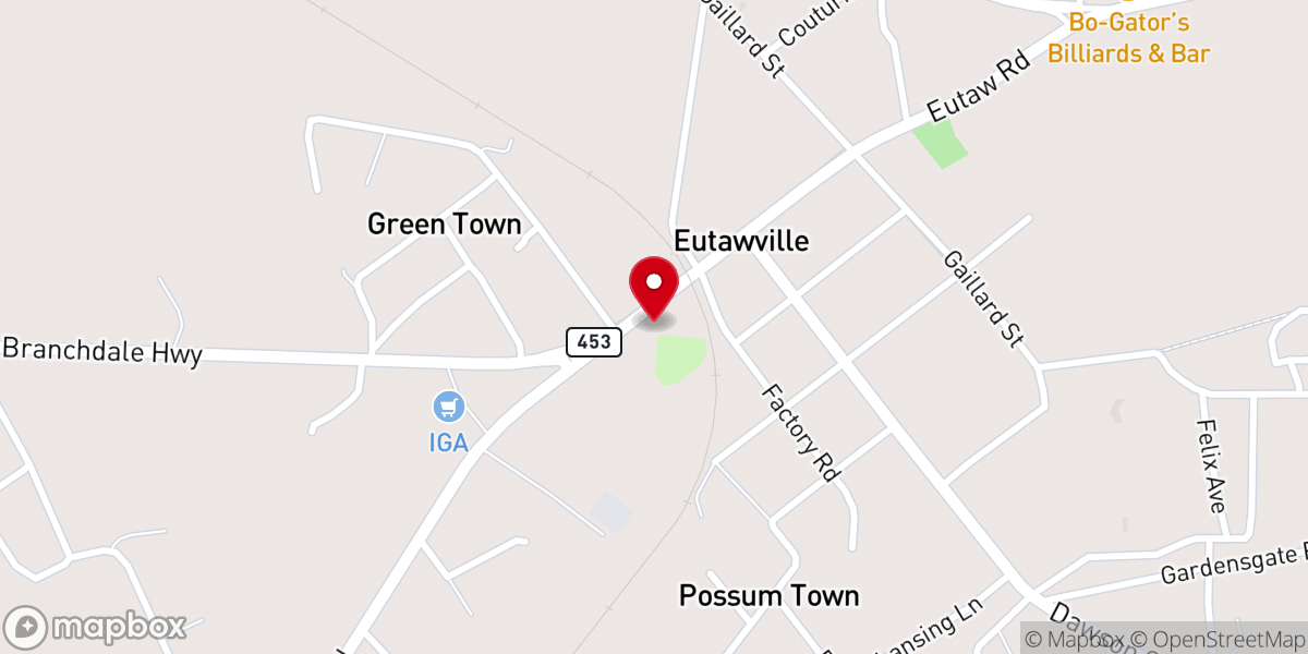 Map showing location of Eutawville Community Ctr