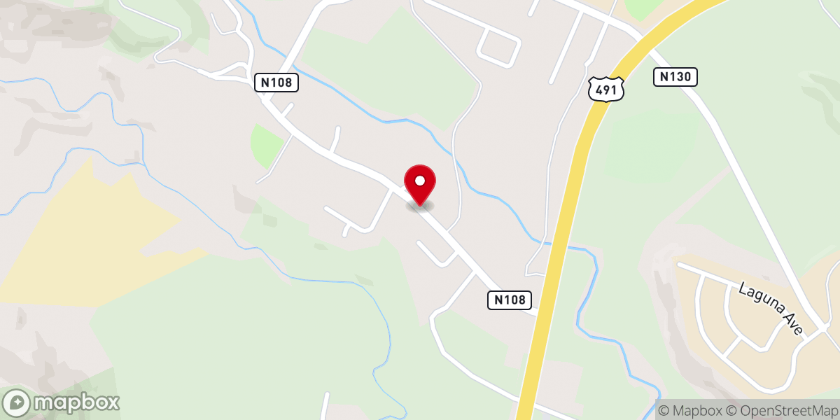 Map showing location of Tohatchi Baptist Church