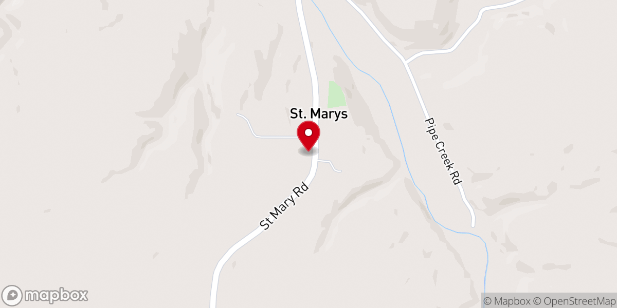 Map showing location of St. Mary's of the Rock